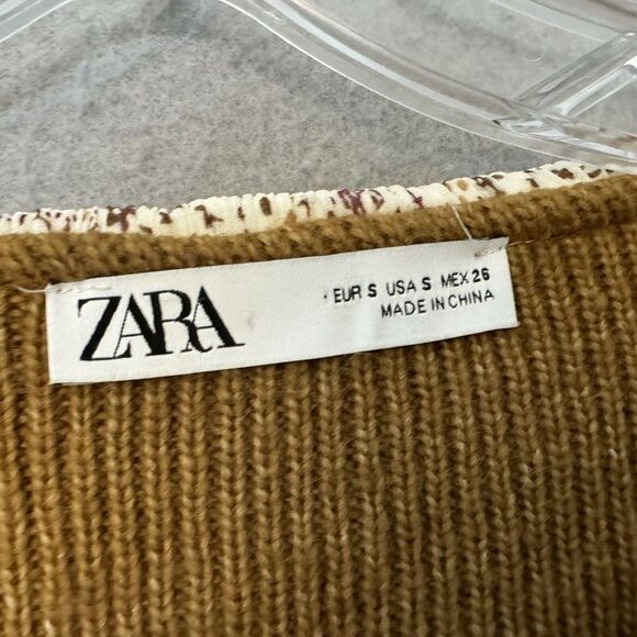 Zara Sweater Small Floral Peter Pan Collar Puff Sleeve Cottage Core Prairie Boho - Picture 4 of 11